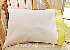 Hemstitch Baby Pillowcases, Light Yellow color border, 2 cases